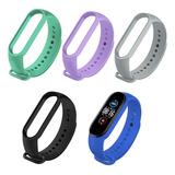 Kit 5 Pulseira Mi Band 5 E 5 Silicone super Resistente Cor Da Pulseira Preto/cinza Claro/azul Royal/lavanda/verde Água